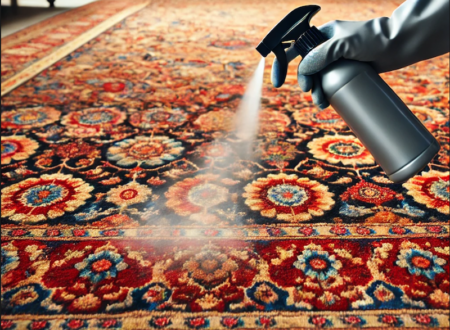 Fiber protector applied on an oriental rug for future rug protection