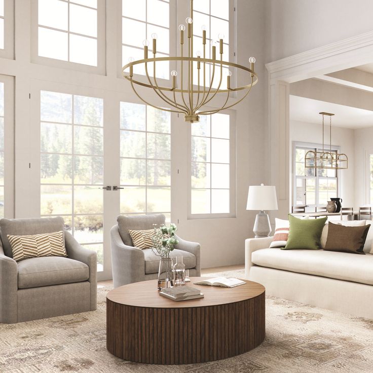 Modern living room with a white curved sectional sofa and a clean cream rug, showcasing a spotless interior after professional rug cleaning